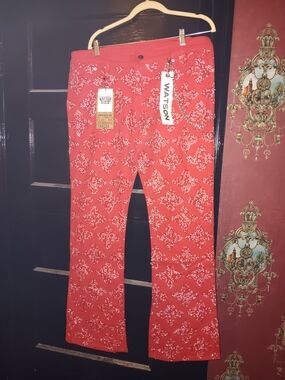 Watson Red Relaxed Men's Jeans with All-Over Jeweled Print